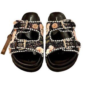 House of Harlow 1960 Black Beaded Sandals